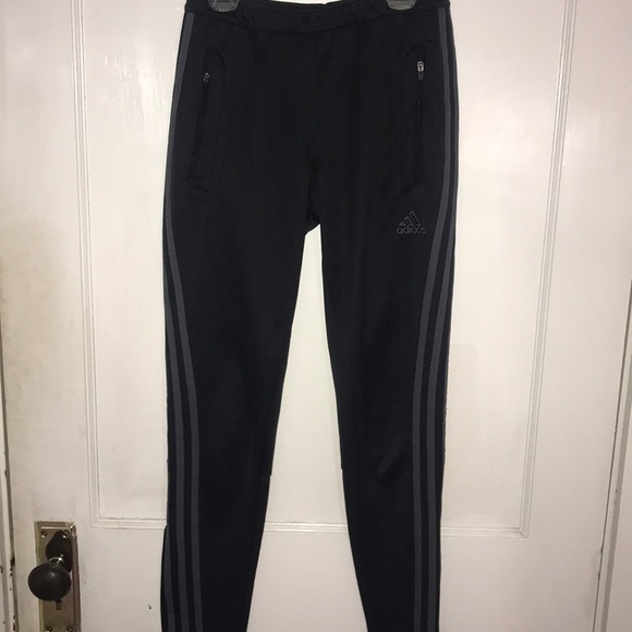Grey three stripe adidas track pants - Picture 2 of 5